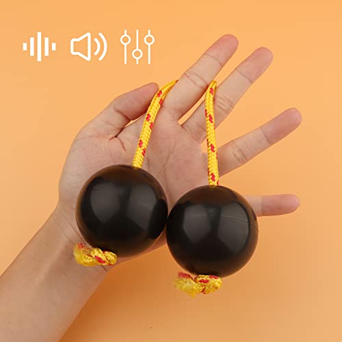 2 Pairs of Aslatuas Rhythmic Ball, Kashaka Shaker Instrument Classical African Shaker Rattle Hand Percussion for Kids Adults Weddings Parties Musical Class (Black)