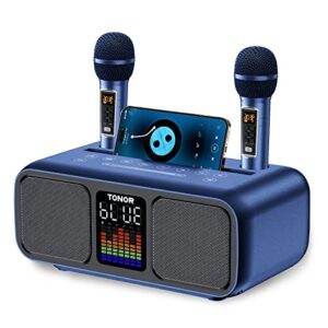 tonor karaoke machine for adults, portable bluetooth pa speaker with 2 uhf wireless microphones and led lights, supports bt/aux/usb/type c/tf card, pa system for party, home karaoke, outdoor/indoor k9