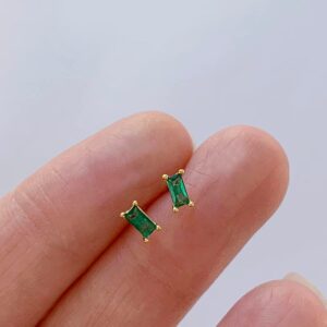 Gold Huggie Earrings for Women Emerald Green Earrings 14k Gold Cartilage Tiny Small Gold Hoop Earrings Emerald Drop Stud Earring Set Women