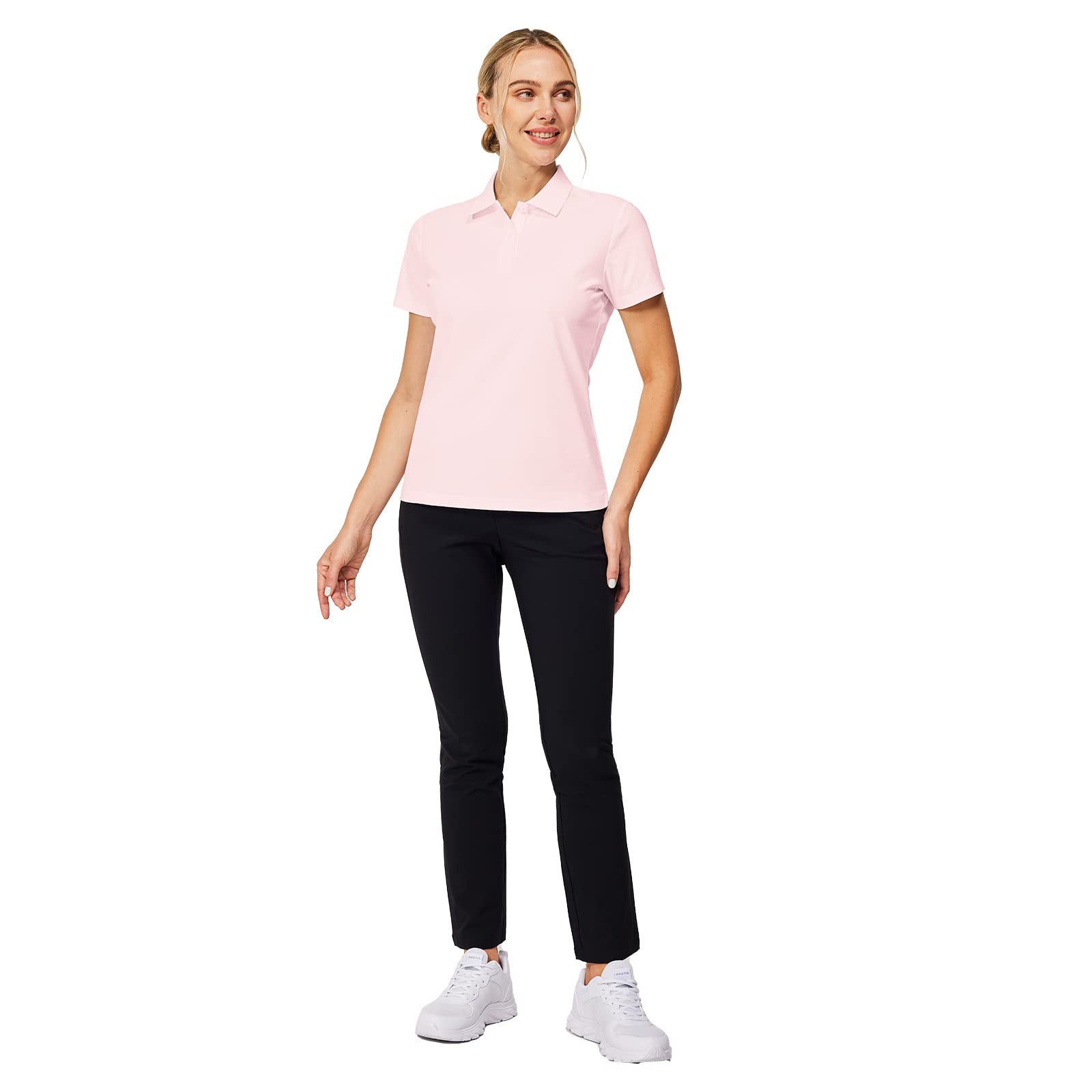 Golf Polo Shirts for Women Golf Shirts Athletic Polo Shirt Short Sleeve Work Shirts Casual Collared T-Shirts Dry Fit Shirts (Light Pink,M)