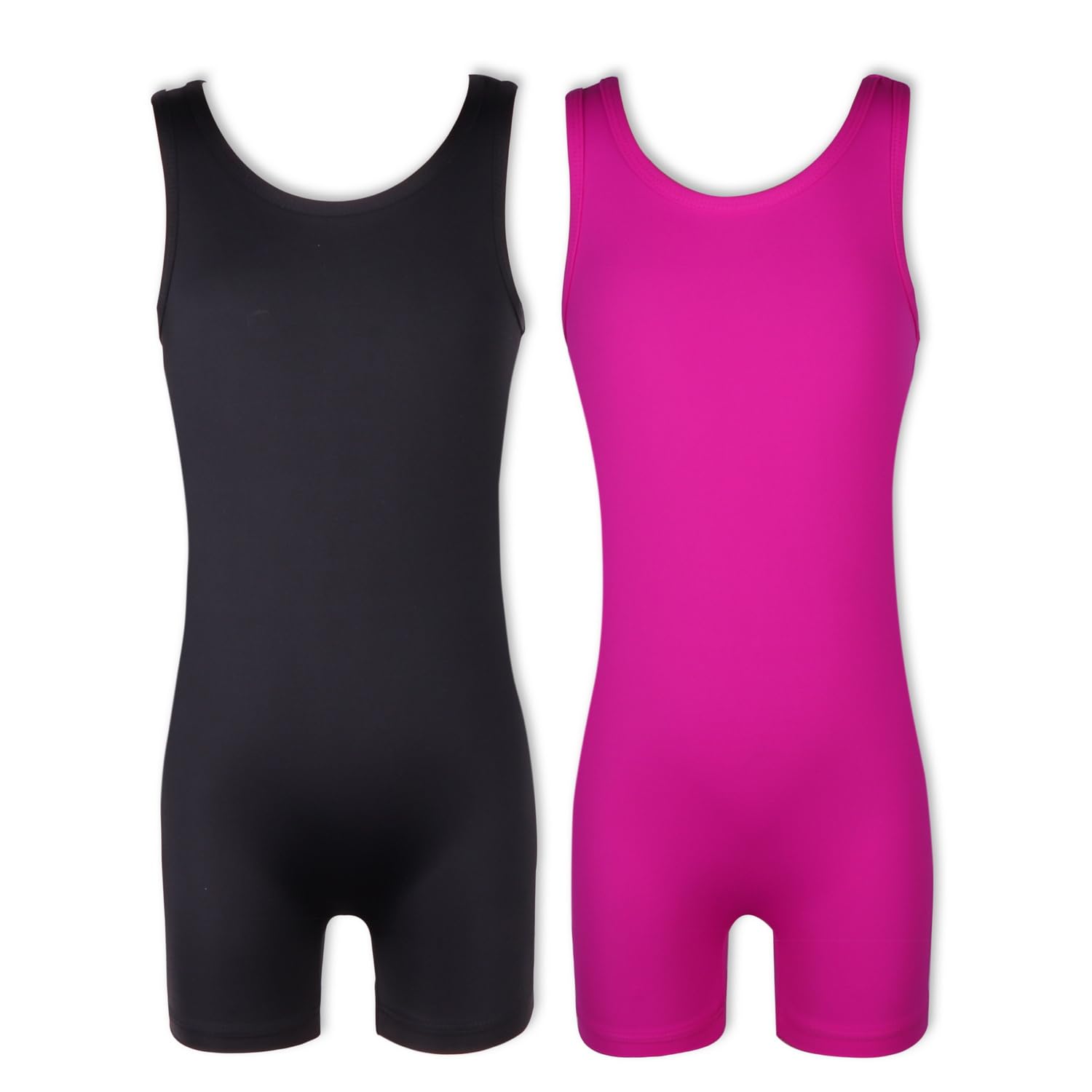 KSK KAISHEK 2 Pack Girls Gymnastics Outfit with Shorts and O Neck, Soft Dance Unitards 8-9 Years Black and Rose