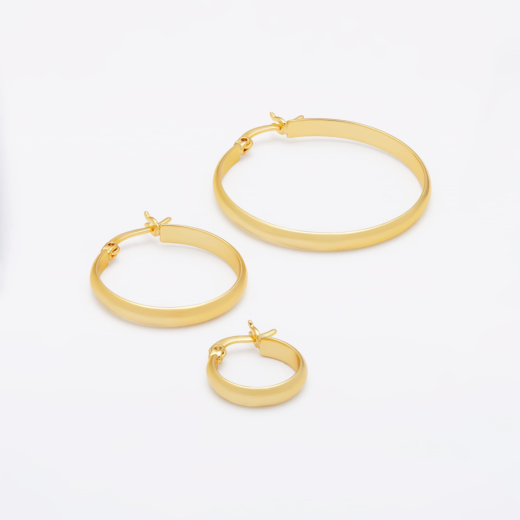 Amazon Essentials 14K Gold Plated Chunky Rounded Hoop 25mm, Yellow Gold