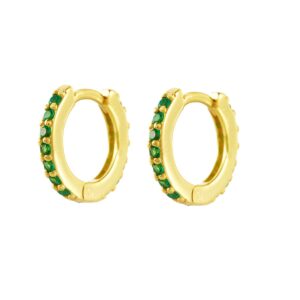 Gold Huggie Earrings for Women Emerald Green Earrings 14k Gold Cartilage Tiny Small Gold Hoop Earrings Emerald Drop Stud Earring Set Women