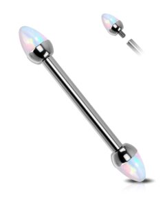 jewseen 14g nipple rings g23 titanium internally threaded nipple barbell opal bridge piercing jewelry 14mm nipple piercing jewelry spike nipple bar for women men