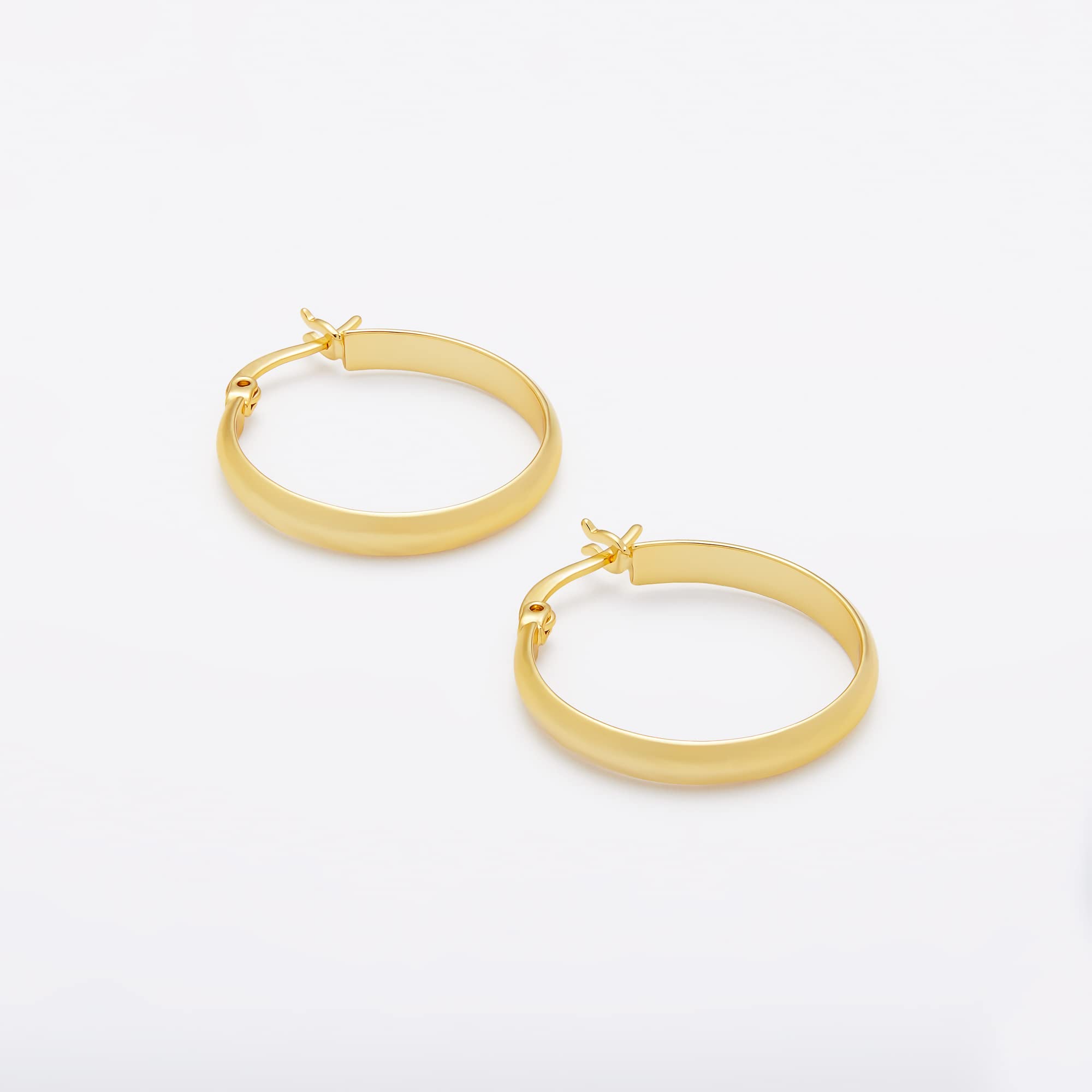 Amazon Essentials 14K Gold Plated Chunky Rounded Hoop 25mm, Yellow Gold