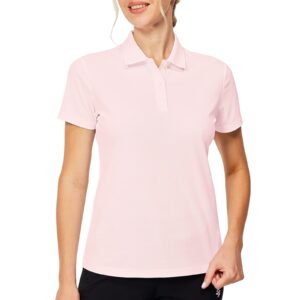 golf polo shirts for women golf shirts athletic polo shirt short sleeve work shirts casual collared t-shirts dry fit shirts (light pink,m)