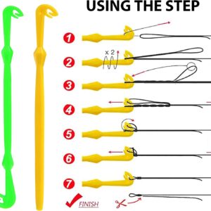 baixikly 4 Pcs Easy Hook Loop Tyer Disgorger Tool Plastic Hook Disgorger Set Tie Fast Knot Tying Tool for Fly Fishing Yellow Green