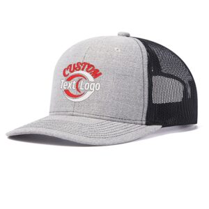 wholesale custom text logo embroidered hats for men women trucker hat outdoor light grey/black