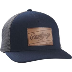 rawlings | leather patch snapback hat | navy