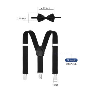 Haysandy 6 Set Men Suspender and Bow Tie Set Bulk Pack Y Back Y Shape Adjustable Elastic Suspender for Adult Women(Black)