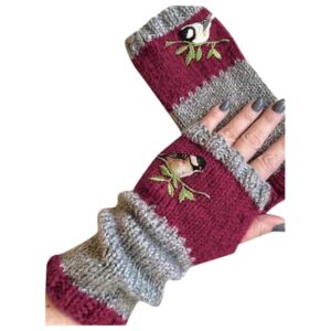 womens winter warm casual flower knit gloves handwarmers gloves mittens gloves mitten (red, one size)