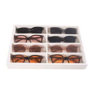 Pangkeep 8 Grid Sunglass Organizer,Glasses Holder,Beige Eyeglass Display Tray,Glasses Storage Organizer for Men Women.