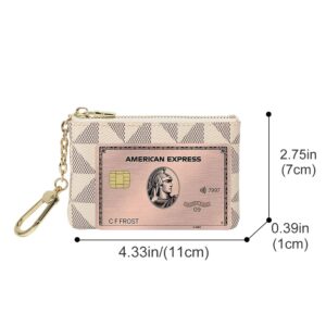 Veki Coin Purse Change Mini Purse Wallet With Key Chain Ring Zipper for Men Women Fashionable Bag Pendant Leather Classic Clutch (White)