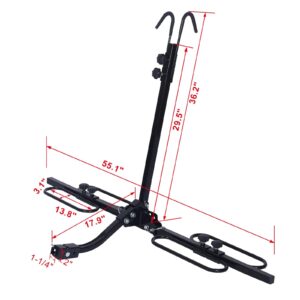 2 Bike Carrier Platform 1.25'' or 2" Hitch Mounted Rack 120LB Max Load Heavy Duty Carrier Platform Bicycle Car Racks for Standard and Fat Tire Bicycles