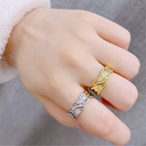 MraoYv Handmade Gold Rings for Women 18K Gold Rings Adjustable Open Ring Band Statement Jewelry Size 7-9 (gold007)