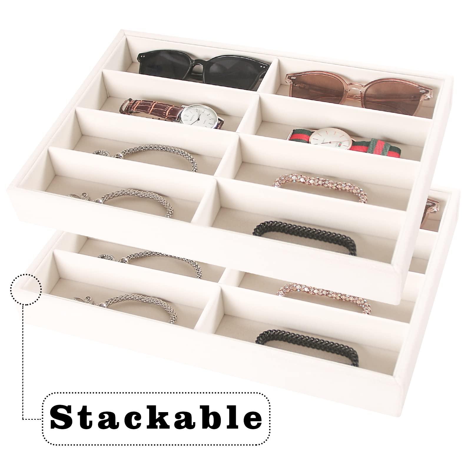 Pangkeep 8 Grid Sunglass Organizer,Glasses Holder,Beige Eyeglass Display Tray,Glasses Storage Organizer for Men Women.