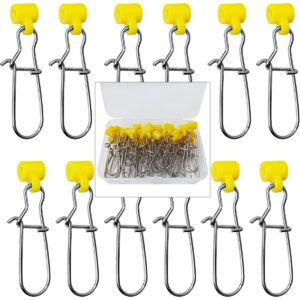 Tenalleys 40Pcs Stainless Steel Fishing Line Sinker Slides Catfishing Rig with Duo Lock Snaps Heavy Duty Sinker Slider Swivel Snap Kit for Fishing Tackle (Yellow)