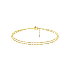 Tasiso Dainty Gold Bracelets for Women Double Layered Satellite Beades Chain Link Bracelet Layering Simple Bracelet Minimalist Handmade Jewelry Gift