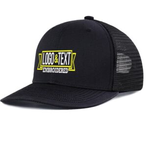 text&logo custom embroidered hats for men women trucker snapback cap adjustable black