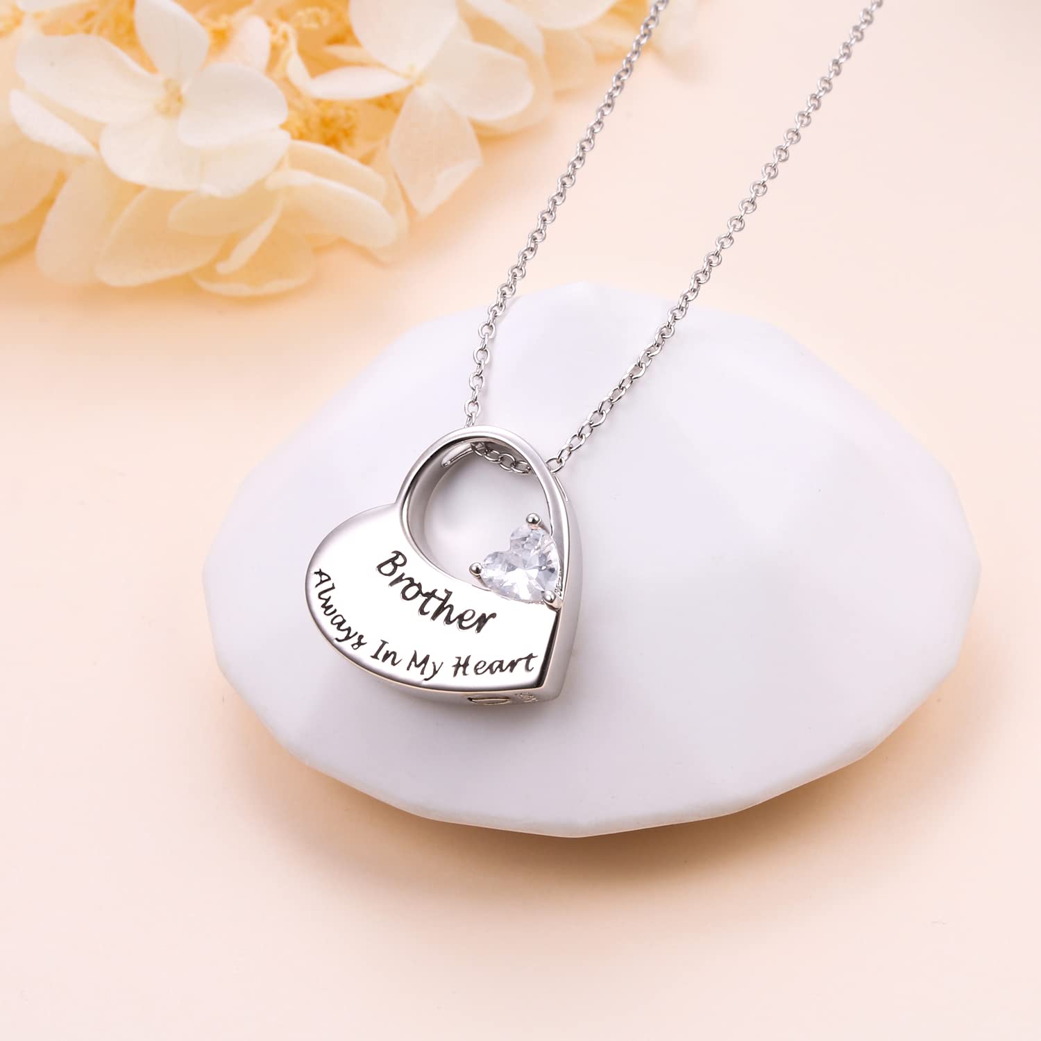 FLYOW Cremation Jewelry Urn Necklace for Ashes for Dad S925 Sterling Silver Keepsake Urn Jewelry Memorial Pendant Necklace for Women