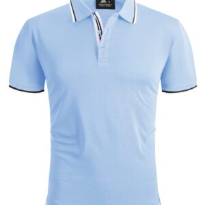 SECOOD Baby Blue Polo Shirts for Men Dry Golf Shirts Moisture Wicking Athletic Shirts for Outdoor