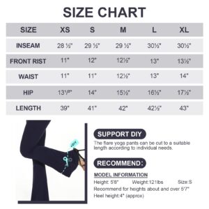 YOLIX Flare Leggings for Women with Pockets - Crossover High Waisted Black Flared Leggings for Yoga Gym Workout