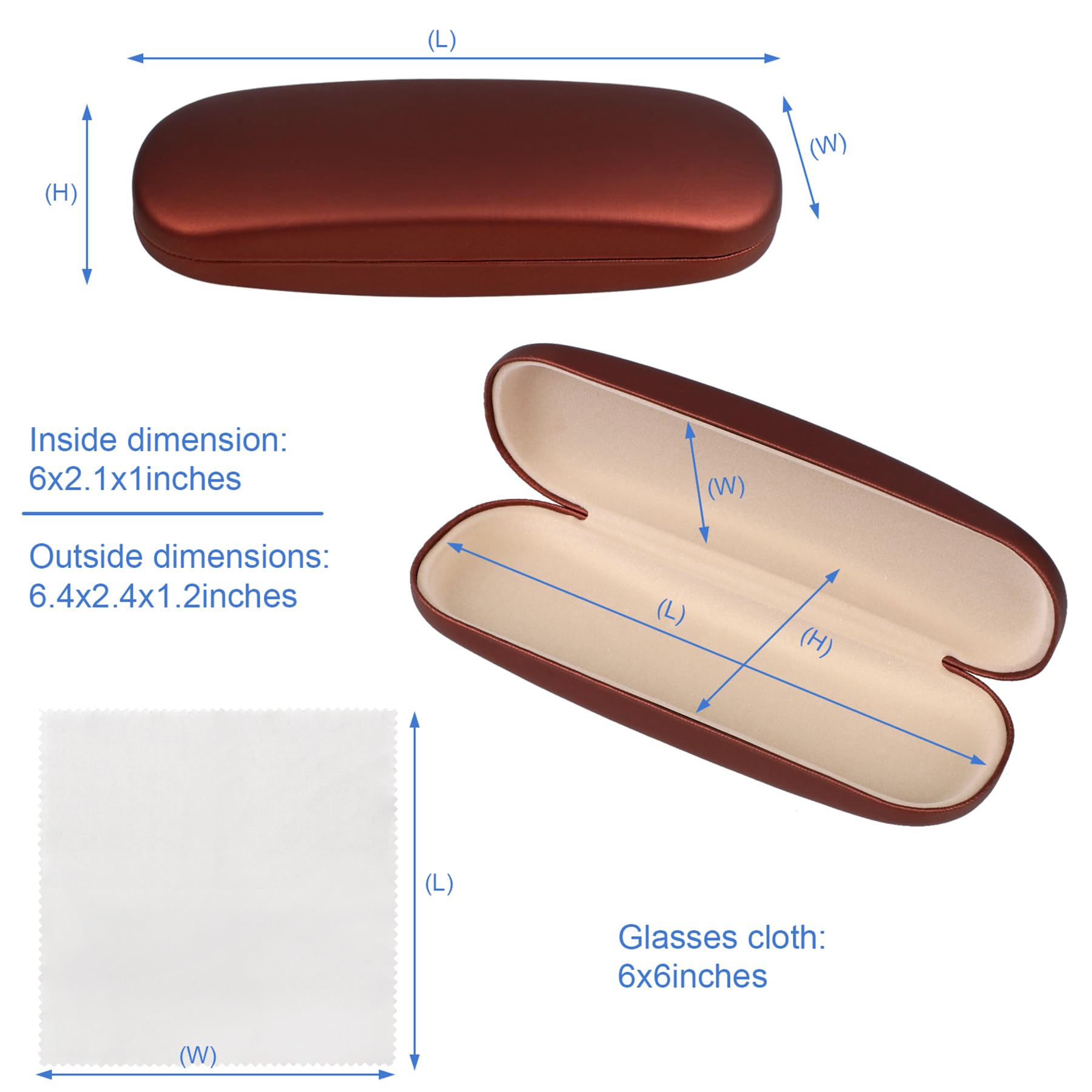 Joyberg 2 Pack Glasses Case, Eyeglass Case with Cleaning Cloth, Glasses Case Hard Shell Fits Most Glasses(Brown)