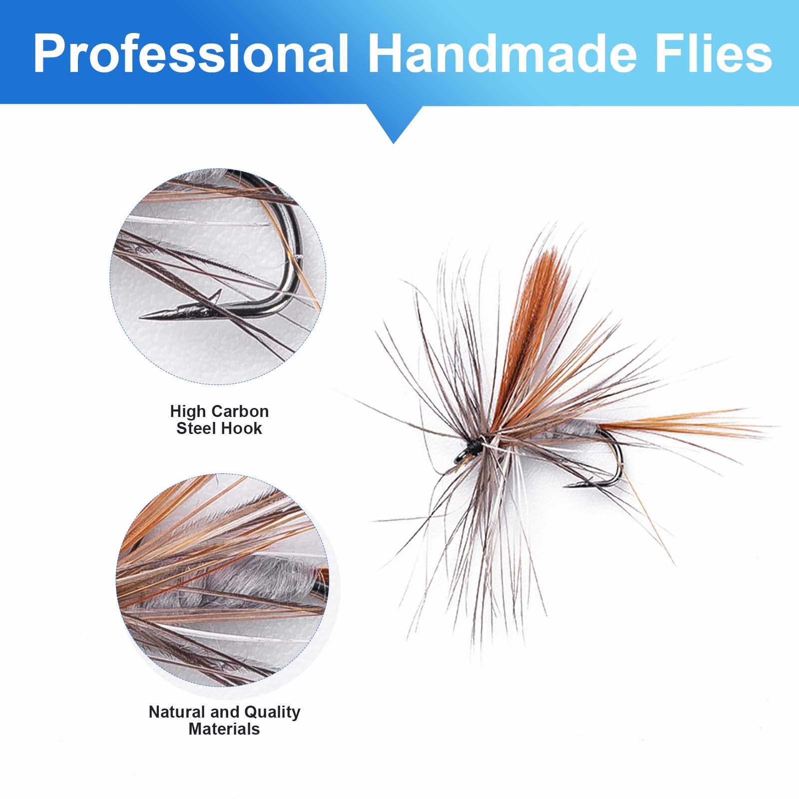 Ansnbo 36 pcs Fly Fishing Flies Kit, Hand Tied Trout Bass Fly Assortment with Fly Box, Dry Wet Nymph Flies Streamers Fly Fishing Gear