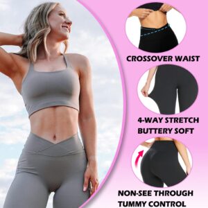 NEW YOUNG 3 Pack Crossover Leggings for Women,Tummy Control High Waisted Workout Yoga Pants Black Leggings Running Tights