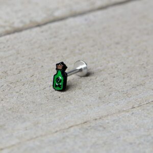 Body Candy 16G 316L Stainless Steel Glow in the Dark Poison Green Bottle Labret Monroe Lip Ring Tragus 8mm