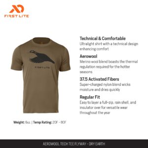 First Lite Men's Aerowool Tech Tee - Durable Merino Wool T-Shirt - Dry Earth (Flyway) - Small