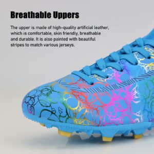 Juzecx Men Cleats Women Football Boots FG/AG Soccer Shoes High-Top Firm Ground Turf Athletic Lightweight Breathable Professional Shoes Blue 11 Women/10 Men