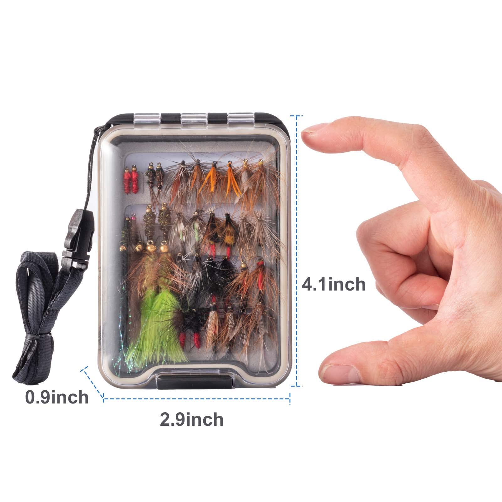 Ansnbo 36 pcs Fly Fishing Flies Kit, Hand Tied Trout Bass Fly Assortment with Fly Box, Dry Wet Nymph Flies Streamers Fly Fishing Gear