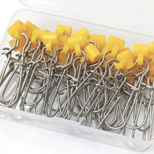 Tenalleys 40Pcs Stainless Steel Fishing Line Sinker Slides Catfishing Rig with Duo Lock Snaps Heavy Duty Sinker Slider Swivel Snap Kit for Fishing Tackle (Yellow)