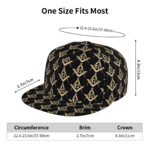 Tegcuid Masonic Square Baseball Cap Hip Hop Snapback Hat Fashion Flat Bill Brim Adjustable Dad Hats for Men Women