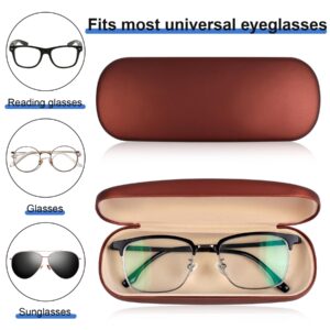 Joyberg 2 Pack Glasses Case, Eyeglass Case with Cleaning Cloth, Glasses Case Hard Shell Fits Most Glasses(Brown)