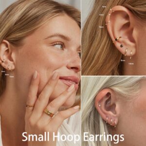 Small Gold Hoop Earrings for Women Set: 5 Pairs Lightweight 14K Gold Minimalist Huggie Hoop Earrings Cartilage Hoop Earring Helix Earring Tiny Gold Hoops for Women Men 1.6MM Thickness Hypoallergenic Earring Sets for Multiple Piercing (14K Gold - 5 Pairs(6