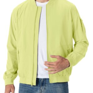 Rdruko Men's Lightweight Bomber Jacket Casual Stylish Fashion Coat Windbreaker(Lemon, US M)