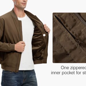 Rdruko Men's Lightweight Bomber Jacket Casual Stylish Fashion Coat Windbreaker(Brown, US M)