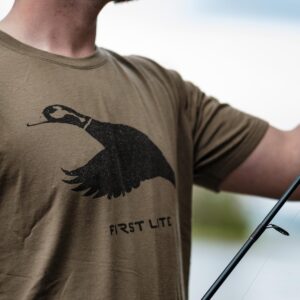 First Lite Men's Aerowool Tech Tee - Durable Merino Wool T-Shirt - Dry Earth (Flyway) - Small