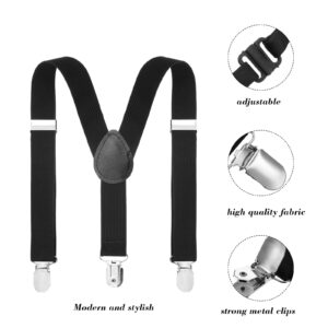 Haysandy 6 Set Men Suspender and Bow Tie Set Bulk Pack Y Back Y Shape Adjustable Elastic Suspender for Adult Women(Black)