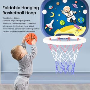 Mini Basketball Hoop with Balls,Indoor Basketball Hoop Set Foldable Wall Mounted Suction Cup Fixing Mini Basketball Board Net for Toddler(blue)