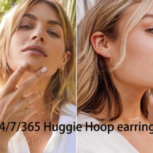 Small Gold Hoop Earrings for Women Set: 5 Pairs Lightweight 14K Gold Minimalist Huggie Hoop Earrings Cartilage Hoop Earring Helix Earring Tiny Gold Hoops for Women Men 1.6MM Thickness Hypoallergenic Earring Sets for Multiple Piercing (14K Gold - 5 Pairs(6