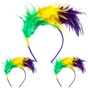 tarpop 3 pcs feather fascinator headbands mardi gras 1920's women's 20s 50s hat tea party cocktail wedding headpiece for women kentucky headpiece derby headband hat, birthday party gifts