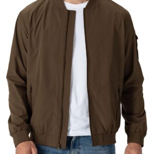 Rdruko Men's Lightweight Bomber Jacket Casual Stylish Fashion Coat Windbreaker(Brown, US M)