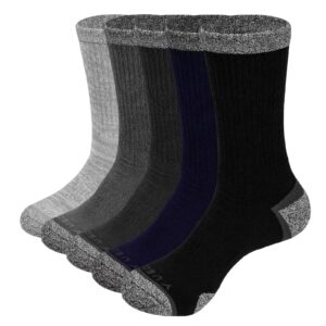 yuedge men's gym golf tennis training athletic socks wicking cushioned crew socks anti-sweat construction work socks casual cotton socks for men size 6-9, 5 pairs