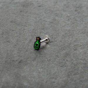 Body Candy 16G 316L Stainless Steel Glow in the Dark Poison Green Bottle Labret Monroe Lip Ring Tragus 8mm