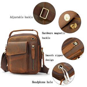 IVESIGN Crazy Horse Leather Crossbody Bag for Men Durable Stylish Satchel Bag Compact Design with Large Capacity Perfect for Everyday Use