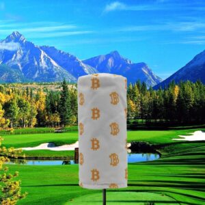 Golf Club Driver Headcover- Premium Bitcoin Barrel Style Golf Driver Head Covers- Durable Golf Club Cover Fits Most Drivers- Protective Golf Driver Head Cover for up to 460 cc Driver Woods