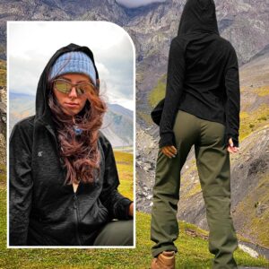 TBMPOY Womens UPF 50+ Sun Protection Hoodie Jackets Light Weight Long Sleeve Shirts Hiking Outdoor Full Zip Tops Black L